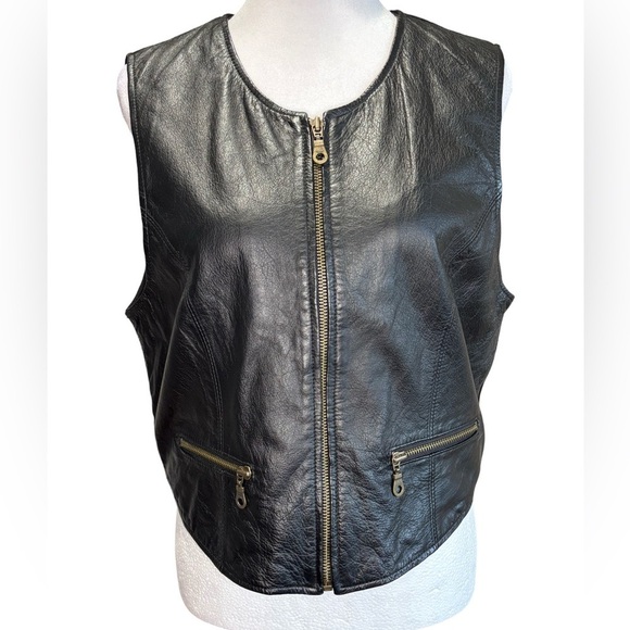 Jennifer Moore Jackets & Blazers - Cropped Leather Biker/Grunge Vest By Jennifer Moore - Color Black